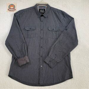 Drill Clothing Co Shirt Men's XL Long Sleeve Flipped Cuff Button Up Stripe Black